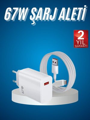 Hızlı Şarj Aleti Adaptörü Kablo Seti 67W Uzun Ömürlü Beyaz