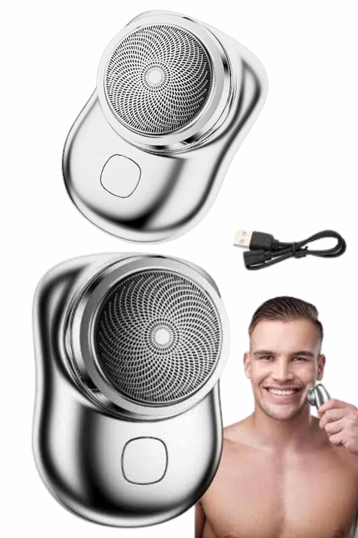 1215037_4-64.jpg Mini Sıfır Sakal Yanak Tıraş Makinesi USB Şarjlı Sıfır Sakal Taşınabilir Korumalı - Görsel 4