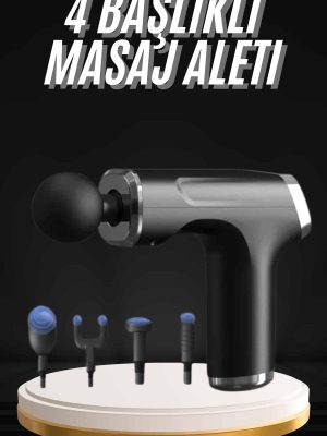 Şarjlı Masaj Tabancası 4 Başlıklı Mini Masaj Tabancası ve Masaj Aleti