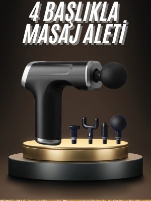 Profesyonel Masaj Tabancası Sporcu Masaj Aleti 4 Başlıklı Şarjlı Titreşimli