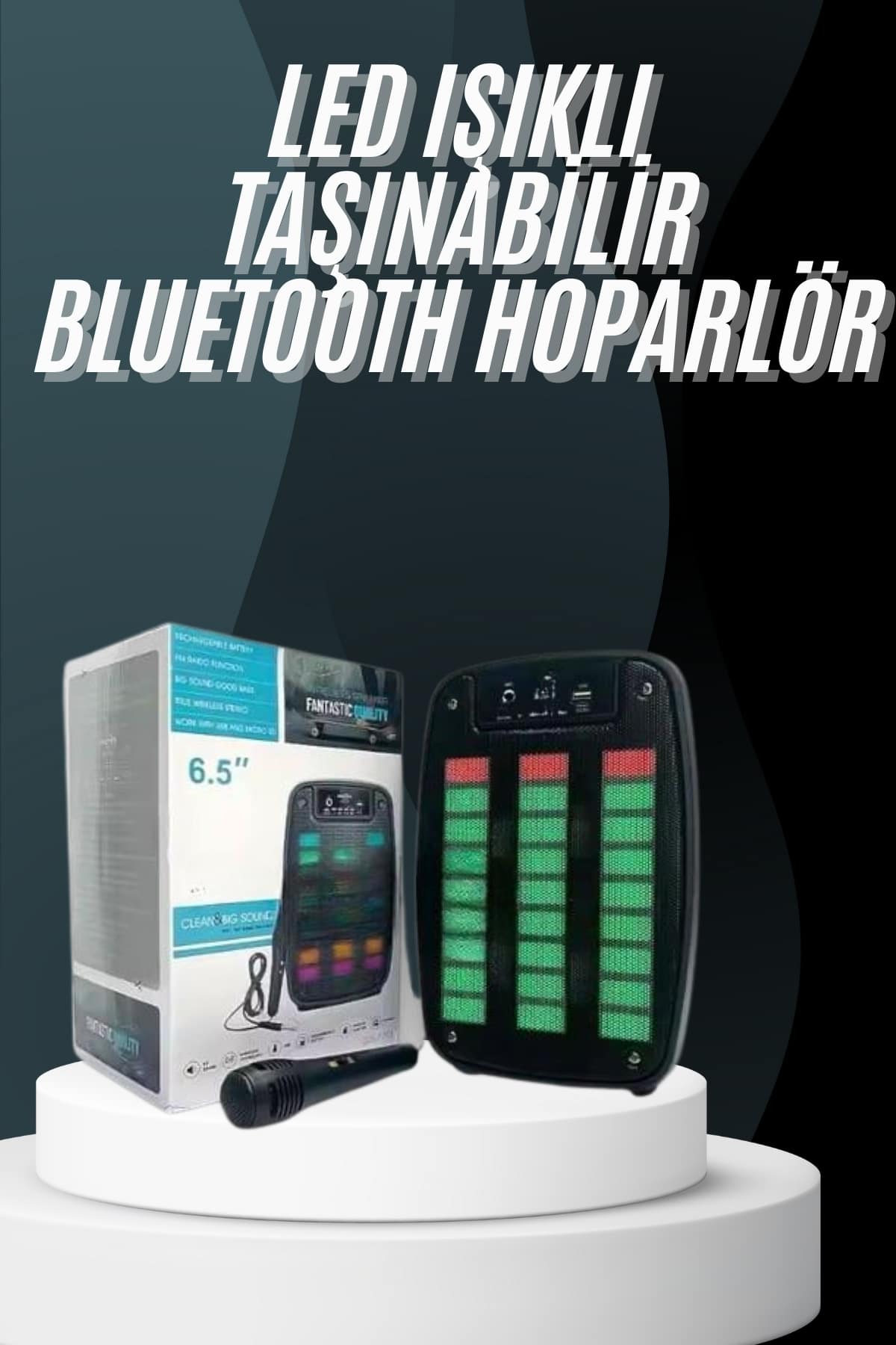 1215077_1-48.jpg Bluetooth Hoparlör Taşınabilir Şarjlı Işıklı Büyük Boy Yüksek Ses Kaliteli - Görsel 1