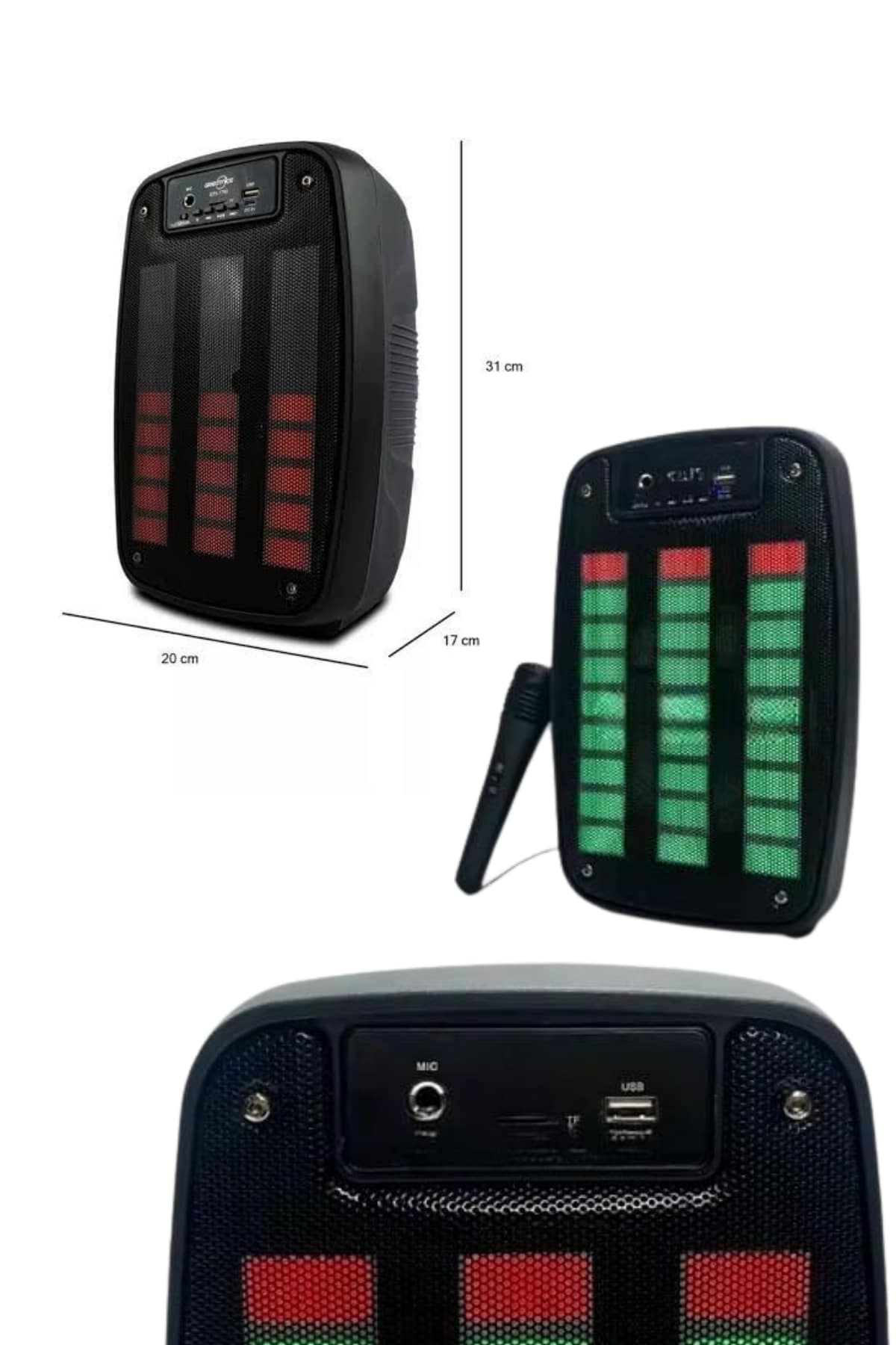 1215077_3-49.jpg Bluetooth Hoparlör Taşınabilir Şarjlı Işıklı Büyük Boy Yüksek Ses Kaliteli - Görsel 3