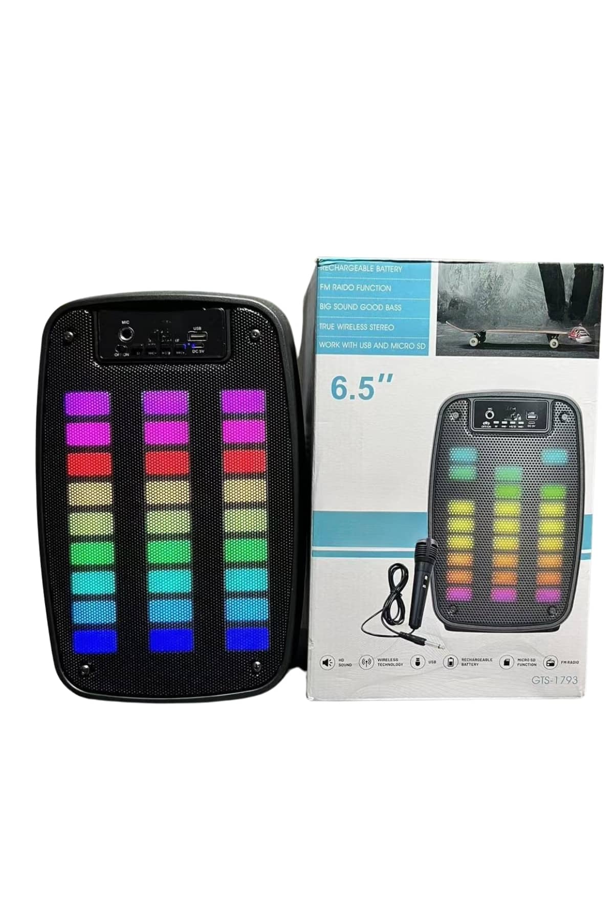 1215077_5-49.jpg Bluetooth Hoparlör Taşınabilir Şarjlı Işıklı Büyük Boy Yüksek Ses Kaliteli - Görsel 5