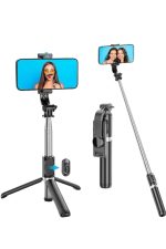 Tripod Selfie Çubuğu Bluetooth Kumandalı Kablosuz Led Işıklı - Görsel 3