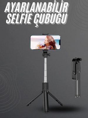 Selfie Çubuğu Tripod Bluetooth Kumandalı Selfie Çubuğu Telefon Tutucu