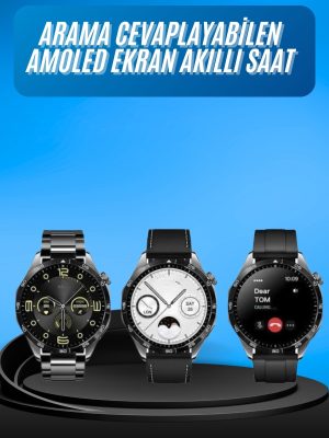Amoled Ekran 3 Kordonlu Akıllı Saat 5.0 Bluetooth Bağlantılı Android ve İOS Uyumlu