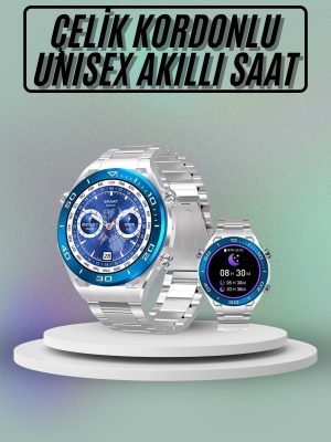 Akıllı Saat Çelik Kordonlu Amoled Ekran Android ve İOS Uyumlu Çağrı Cevaplayabilen