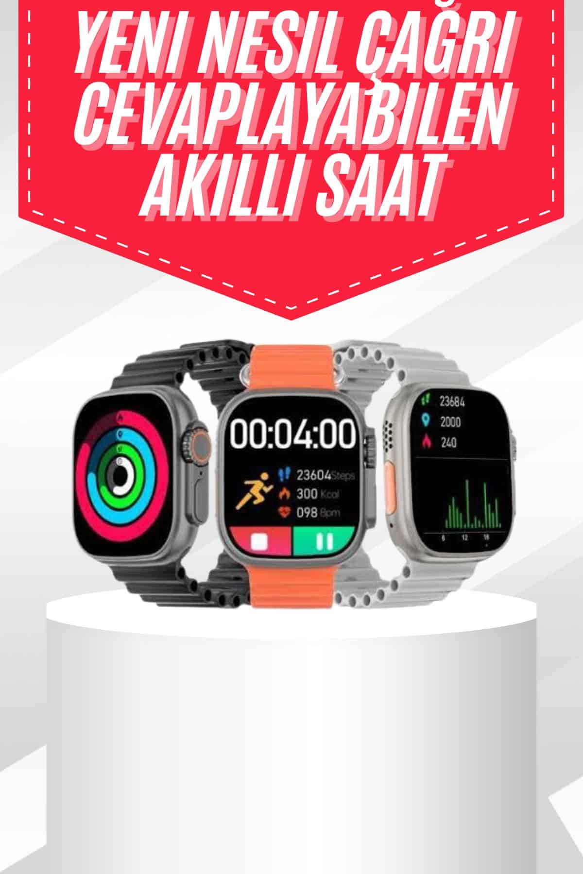 1215126_11-34.jpg Android ve İOS Uyumlu Uyku ve Sağlık Takibi Yapabilen 3 Kordonlu Akıllı Saat - Görsel 1