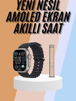 49mm Akıllı Saat Amoled Ekranlı Kadın Erkek Kol Saati Plastik Kordon
