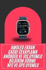 49mm Akıllı Saat Amoled Ekranlı Kadın Erkek Kol Saati Plastik Kordon - Görsel 2