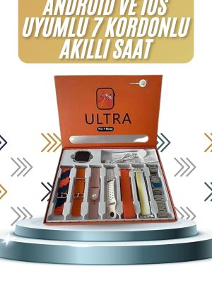 7 Kordonlu Akıllı Saat Plastik Kordon Hasır Kordon Çelik Kordon