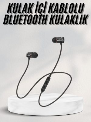Sports Mıknatıslı Siyah Bluetooth Kulaklık Kablolu Uzun Pil Ömrü