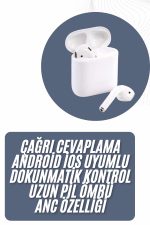 2025 Model Çağrı Cevaplayabilen Bluetooth Kulaklık Beyaz Dokunmatik Kontrol - Görsel 2