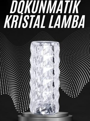 Kristal Lamba Masa Lambası Şarjlı Masa Lambası Dokunmatik Sensör Usb Şarjlı