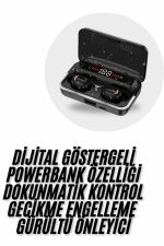 Bluetooth Kulaklık Dijital Şarj Göstergeli Powerbankli Bass Özellikli Kablosuz Kulakiçi 5.1 Mikrofonlu - Görsel 2