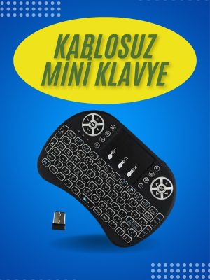 Işıklı Kablosuz Mini Klavye ve Dokunmatik Mouse Seti Türkçe Kablosuz