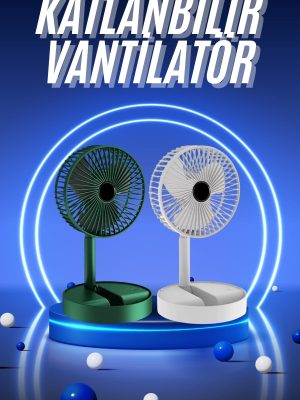 3 Kademe Hız Ayarlı Vantilatör Telefon Standlı Şarjlı Katlanabilir Soğutucu Pervane
