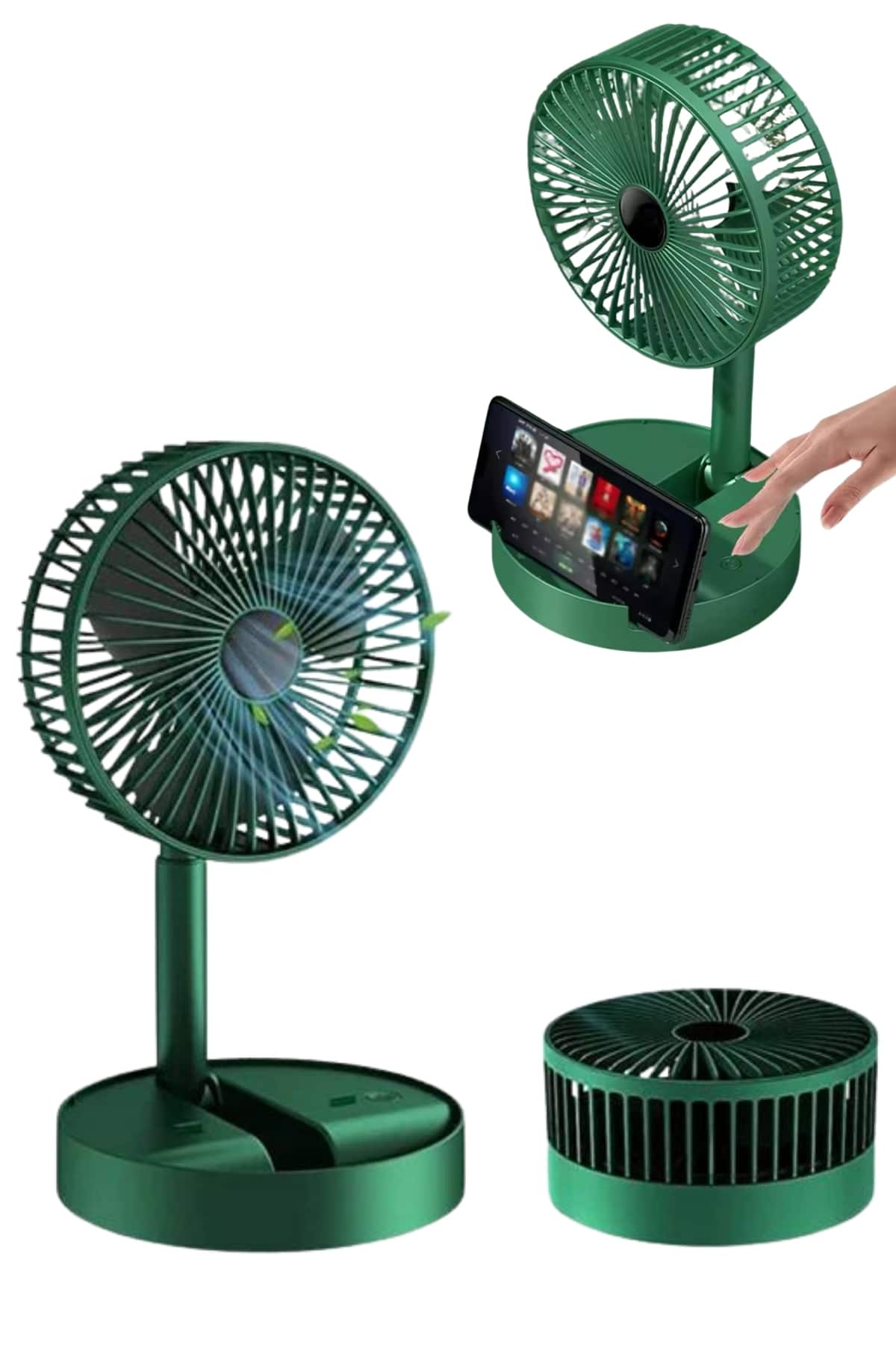 1215244_5-18.jpg Katlanabilir Usb Şarjlı Masaüstü Soğutucu Mini Fan Telefon Tutucu - Görsel 5