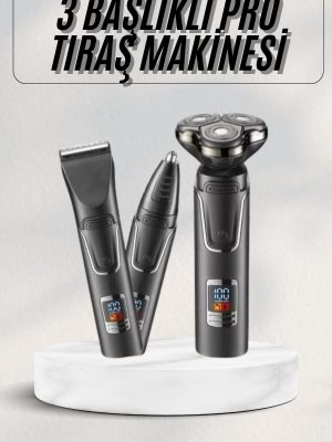 Yüksek Performanslı 3 Başlıklı Profesyonel Şarjlı Islak ve Kuru Kullanıma Uygun