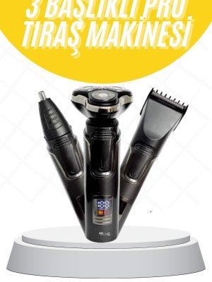 Tıraş Makinesi Profesyonel 3in1 Dijital Göstergeli 3 Başlıklı Erkek Bakım