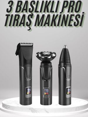Dijital Göstergeli 3 Başlıklı Tıraş Makinesi Islak Kuru Lazer Öncesi Günlük