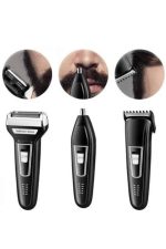 Tıraş Makinesi 3 Başlıklı T Başlıklı Hassas Ciltlere Özel Saç Sakal Vücut Kulak ve Burun - Görsel 2
