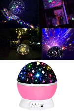 Yıldızlı Gece Lambası Mor Projeksiyon Görünümlü Masa Lambası Renk Değiştirebilen - Görsel 5