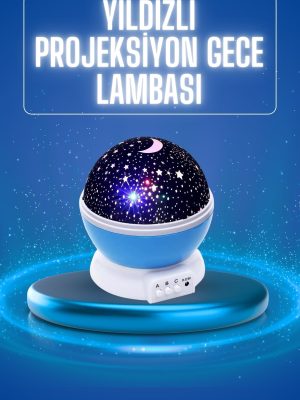 Yıldızlı Gece Lambası Mor Projeksiyon Görünümlü Masa Lambası Renk Değiştirebilen