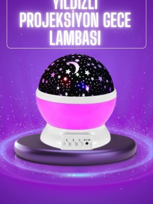 Yıldız Görünümlü Gece Lambası Renkli Masa Lambası Gökyüzü Projeksiyon