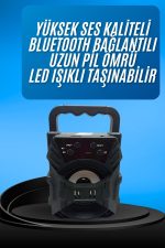 Işıklı Bluetooth Hoparlör Ses Bombası Taşınabilir Yüksek Ses Kaliteli Radyo Özelliği - Görsel 2