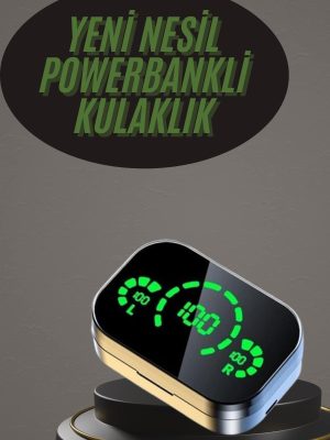 Kablosuz Bluetooth Kulaklık Çift Telefon Destekli Powerbankli Dijital Göstergeli