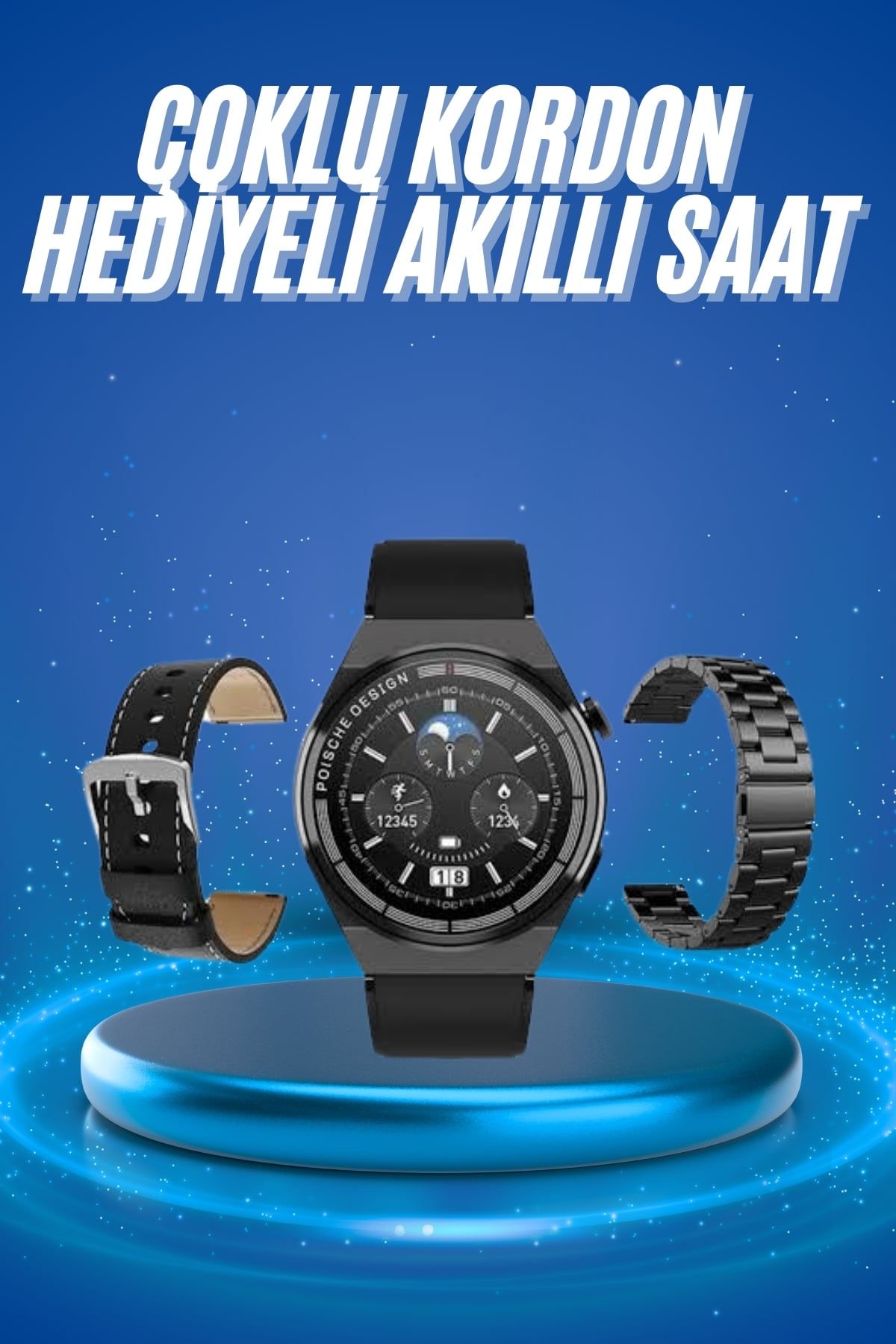 1215318_1-152.jpg Çoklu Kordon Hediyeli Akıllı Saat Çağrı Cevaplama Müzik Dinleme Dokunmatik Ekran - Görsel 1