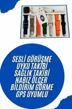Akıllı Saat 7 Kordon Hediyeli Takvim Alarm Nabız Ölçer Bildirim Görme Sesli Görüşme - Görsel 2