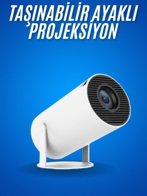 Sinema Projektörü Android HDMI USB WİFİ Ses Çıkışlı Ayaklı Projeksiyon Taşınabilir