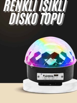 Led Işık Disko Topu Bluetooth Hoparlörlü USB Müzik Çalar Kumandalı