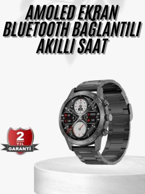 Erkeklere Özel Akıllı Saat Çelik Kordon Bluetooth Bağlantılı İOS ve Android Uyumlu