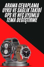 Erkeklere Özel Akıllı Saat Çelik Kordon Bluetooth Bağlantılı İOS ve Android Uyumlu - Görsel 2