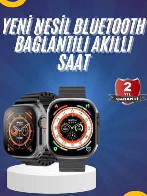 Yeni Model Akıllı Saat Ultra Smart Watch Gümüş Kasa 45mm Titreşim