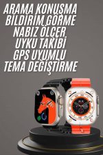 Yeni Model Akıllı Saat Ultra Smart Watch Gümüş Kasa 45mm Titreşim - Görsel 2
