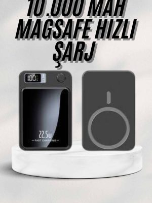 Taşınabilir Şarj Magsafe Powerbank 10.000 mAh Hızlı Şarj Led Göstergeli Kablosuz
