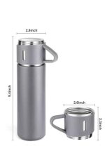 Termos Seti Paslanmaz Çelik 3 Bardaklı Vakumlu Termos Set 500 Ml 12 Saate Kadar Isı Koruma - Görsel 3