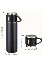 Termos Seti 3'lü Bardak Seti Isı Dayanıklı Siyah Paslanmaz Çelik Vakumlu - Görsel 4
