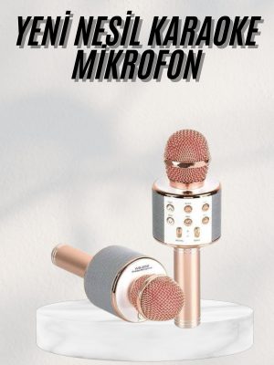 Bluetooth Hoparlör USB AUX SD Kart Kaoroke Mikrofon Uzun Pil Ömrü