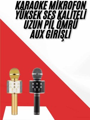 Karaoke Mikrofon Dahili Hoparlörlü Sd-usb-aux Girişli Bluetooth Hoparlör
