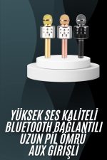 Karaoke Mikrofon Bluetooth Bağlantılı Aux Girişli Uzun Pil Ömrü Yüksek Ses Kaliteli - Görsel 2