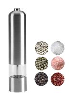 Baharat Öğütücü Paslanmaz Ayarlanabilir Otomatik Pilli Işıklı Tuz & Karabiber - Görsel 3