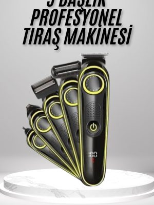 Saç Sakal Vücut Tıraş Makinesi 5in1 Kablosuz Burun Kulak Tıraş Makinesi