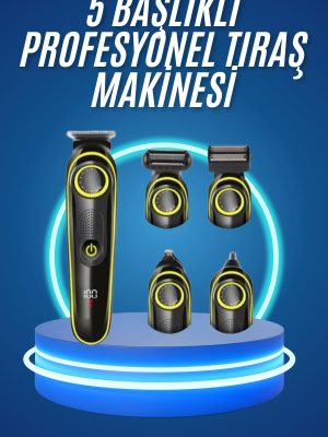 5 Başlıklı Şarjlı Tıraş Makinesi Kablosuz Saç Sakal Burun Tıraşına Uygun