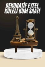Retro Eyfel Kulesi Ve Kum Saati Dekoratif Ahşap Görünümlü Masa Biblosu