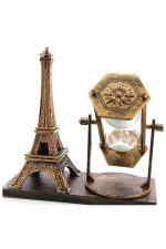 Retro Eyfel Kulesi Ve Kum Saati Dekoratif Ahşap Görünümlü Masa Biblosu - Görsel 5